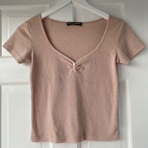 BRANDY MELVILLE Baby Pink Top Button Crop